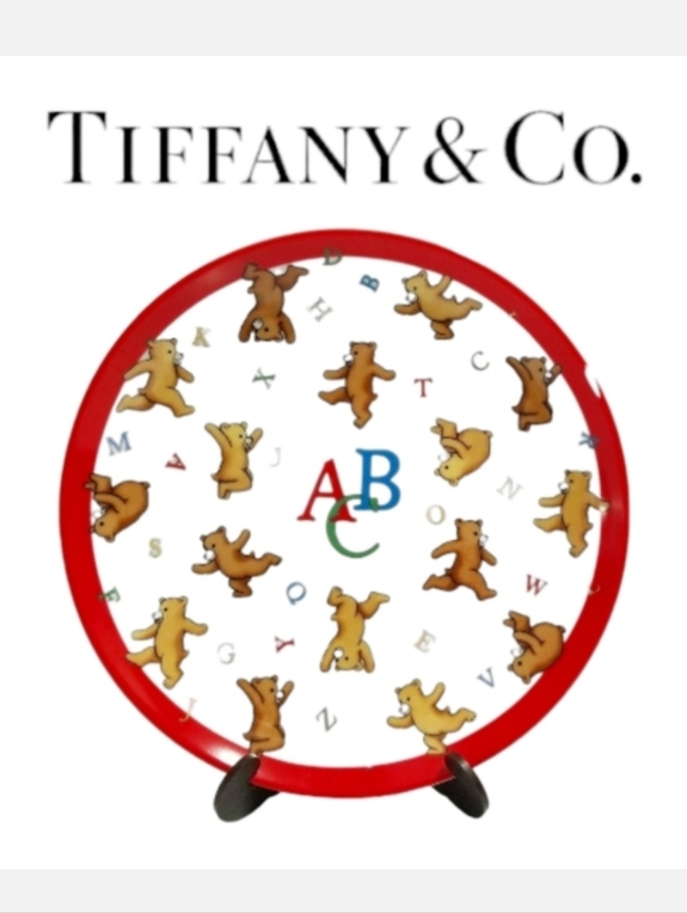 TIFFANY & CO "ALPHABET BEARS" 8" Porcelain Cake Plate